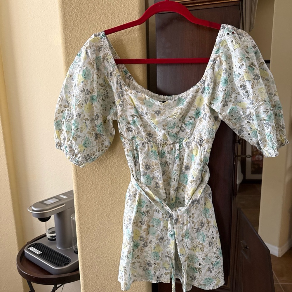 Floral Puff Sleeve Top Mini Dress by Minkpink NWOT